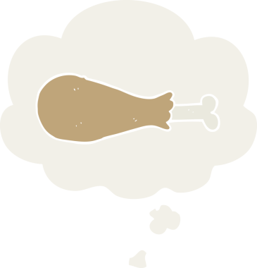 insan tarafından çizilmiş düşünce baloncuklu tavuk budu.