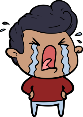 Bir insan tarafından çizilmiş ağlayan bir karikatür.