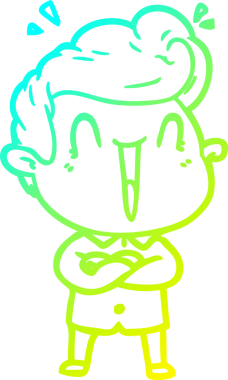 Bir insan tarafından çizilmiş, heyecanlı bir çizgi film çizimi.