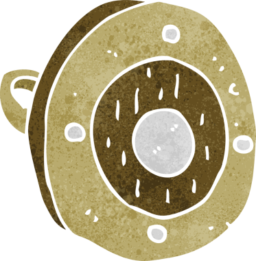 Bir insan tarafından çizilmiş çizgi film kalkanı.