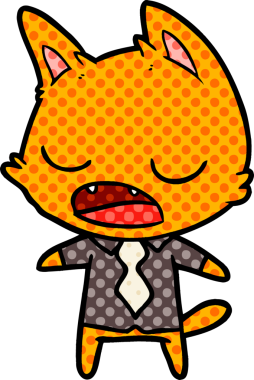 Bir insan tarafından çizilmiş konuşan kedi patronu.