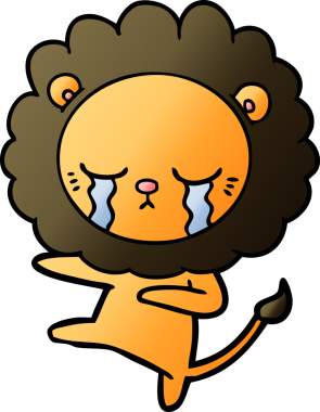 Bir insan tarafından çizilmiş ağlayan çizgi film aslanı.