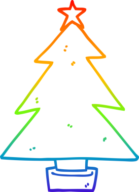 gökkuşağı gradyan çizgisi bir insan tarafından çizilmiş bir karikatür noel ağacı