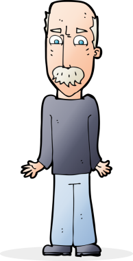 Çizgi filmdeki baba bir insan tarafından çizilmiş omuzlarını silkiyor.