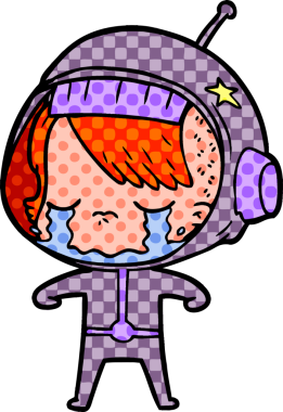 Bir insan tarafından çizilmiş ağlayan astronot kız.