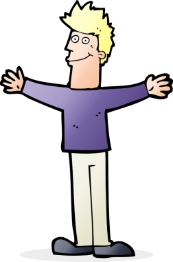 Bir insan tarafından çizilmiş mutlu bir adam.