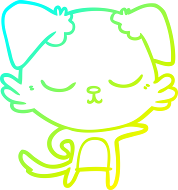 Bir insan tarafından çizilmiş şirin bir çizgi köpeğin soğuk gradyan çizgisi.