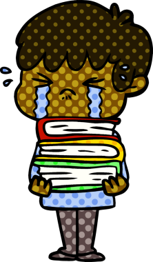 Bir insan tarafından çizilmiş ağlayan çizgi film çocuğu.