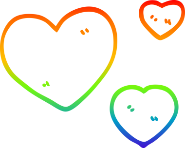 Gökkuşağı gradyan çizgi çizimi Bir insan tarafından çizilmiş aşk kalpleri