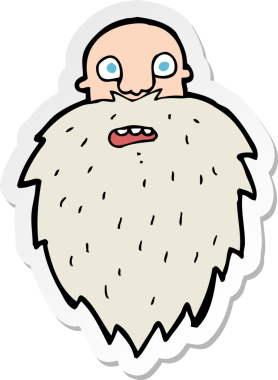 Bir insan tarafından çizilmiş sakallı bir adamın çıkartması.