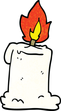 Bir insan tarafından çizilmiş karikatür yanan mum.