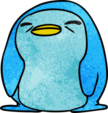 Bir insan tarafından çizilmiş sevimli bir penguenin desenli çizimi kawaii.