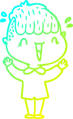 Bir çizgi filmin soğuk gradyan çizimi mutlu bir çocuğun bir insan tarafından çizilmesine şaşırdı