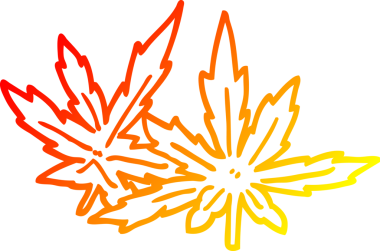 Bir insan tarafından çizilen çizgi film marihuana yapraklarının sıcak gradyan çizimi