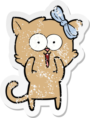 Bir insan tarafından çizilmiş karikatür bir kedinin sıkıntılı çıkartması.