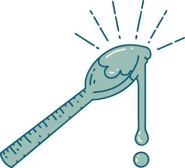 Bir insan tarafından çizilmiş kaşık dolusu balın geleneksel dövme stili.
