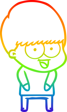 gökkuşağı gradyanı çizimi bir insan tarafından çizilmiş mutlu bir çizgi film çocuğu