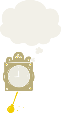 Düşünce baloncuğu insan tarafından çizilmiş olan çizgi film tik-tak saati