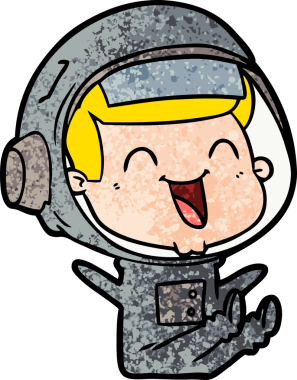 Bir insan tarafından çizilmiş mutlu astronot çizgi filmi.