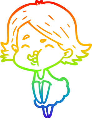 Gökkuşağı gradyan çizgi çizimi Bir insan tarafından çizilen bir kız karikatürü