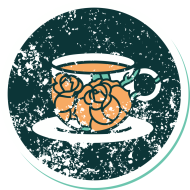 Bir bardağın ve bir insanın çizdiği çiçeklerin sembolik dövmesi.