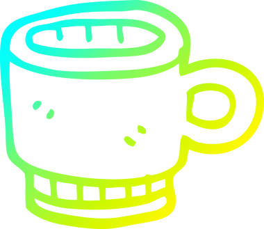 Bir insan tarafından çizilmiş bir kahve fincanının soğuk gradyan çizimi