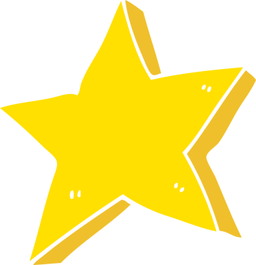 Bir insan tarafından çizilmiş düz renkli çizgi film yıldızı