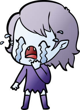 Bir insan tarafından çizilmiş ağlayan vampir kız çizgi filmi.