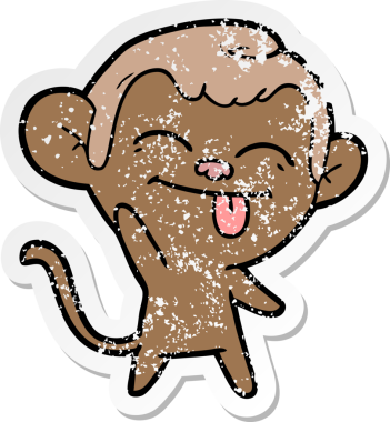 Bir insan tarafından çizilmiş komik bir maymunun sıkıntılı çıkartması.