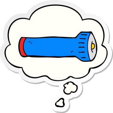 Düşünce baloncuklu çizgi film meşalesi insan tarafından çizilmiş bir çıkartma.