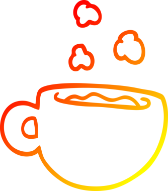 Bir insan tarafından çizilmiş bir fincan çayın sıcak çizgi çizgisi.