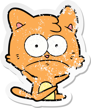 Bir insan tarafından çizilmiş gergin bir kedinin sıkıntılı çıkartması.