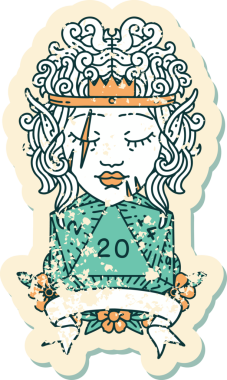 Retro Dövme Tarzı Bir insan tarafından çizilmiş 20 zarlı barbar karakter