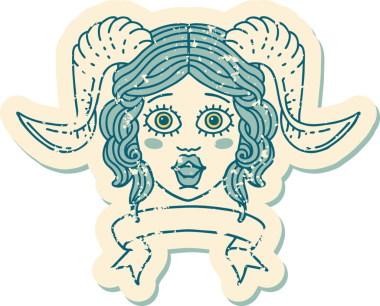 Retro Dövme Biçimi karakter yüzünü bir insan tarafından çizilmiş parşömen pankartıyla düzenliyor