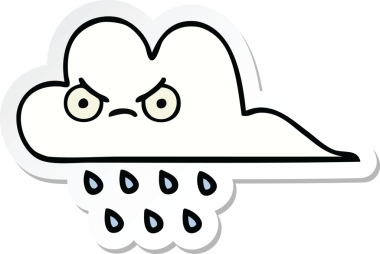 Bir insan tarafından çizilmiş şirin bir yağmur bulutunun çıkartması.