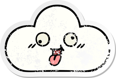 Bir insan tarafından çizilmiş şirin bir karikatür bulutunun sıkıntılı çıkartması.