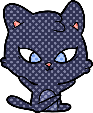 Bir insan tarafından çizilmiş sevimli çizgi film kedisi.