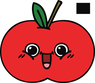 Bir insan tarafından çizilmiş kırmızı elma karikatürü.
