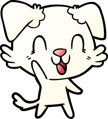 Bir insan tarafından çizilmiş gülen çizgi film köpeği.