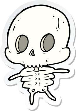 Bir insan tarafından çizilmiş karikatür iskeletinin çıkartması.