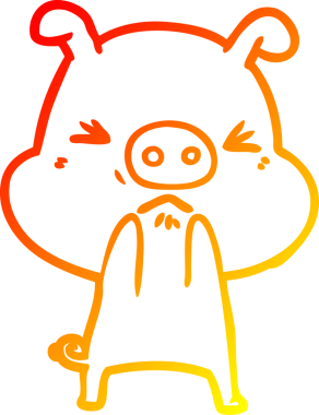 Bir insan tarafından çizilmiş kızgın bir domuzun sıcak çizgi çizimi