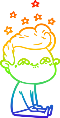 Gökkuşağı gradyanı çizimi bir insan tarafından çizilmiş heyecanlı bir çizgi film