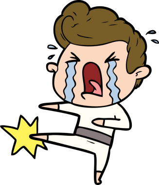 Bir insan tarafından çizilmiş ağlayan bir karikatür.