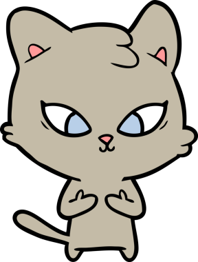 Bir insan tarafından çizilmiş sevimli çizgi film kedisi.
