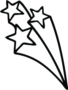 Bir insan tarafından çizilmiş kayan yıldızların çizgi çizimi