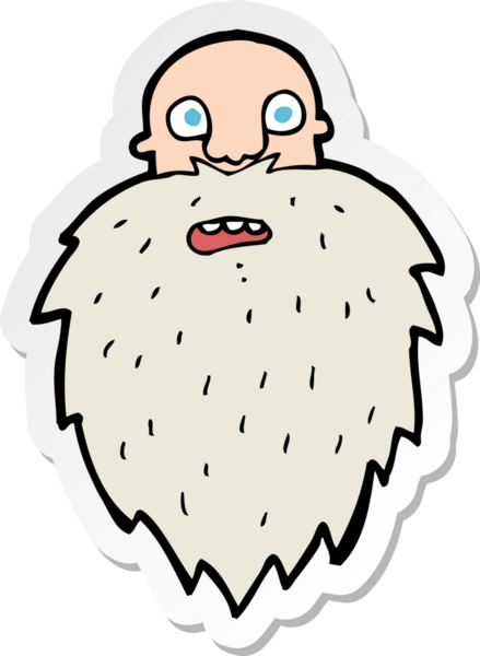 Bir insan tarafından çizilmiş sakallı bir adamın çıkartması.