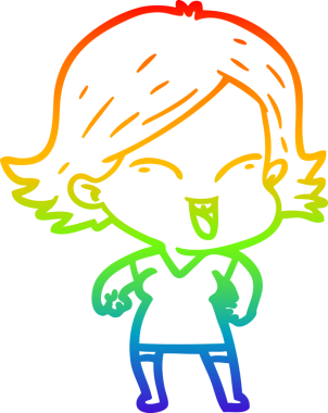 gökkuşağı gradyan çizimi mutlu bir çizgi film kızı bir insan tarafından çizildi