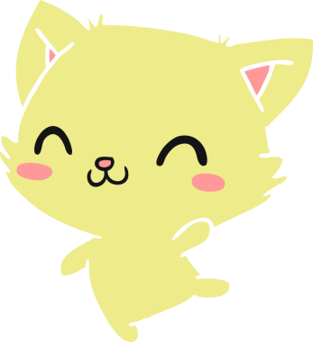 Bir insan tarafından çizilmiş sevimli kawai kedisinin çizgi film çizimi