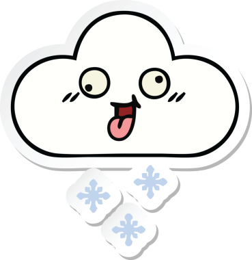 Bir insan tarafından çizilmiş şirin bir kar bulutunun çıkartması.