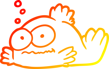 Bir insan tarafından çizilmiş komik bir Japon balığının sıcak çizgi çizimi